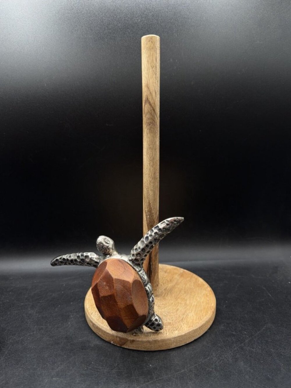Mud Pie Sea Turtle Paper Towel Holder Carved Mango Cast Metal Beach Coastal
